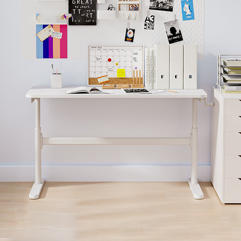 White Contemporary Adjustable Children's Desk in Solid Wood and Steel