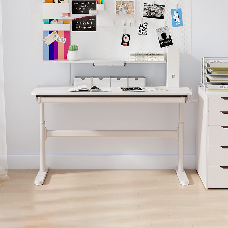 White Contemporary Adjustable Children's Desk in Solid Wood and Steel