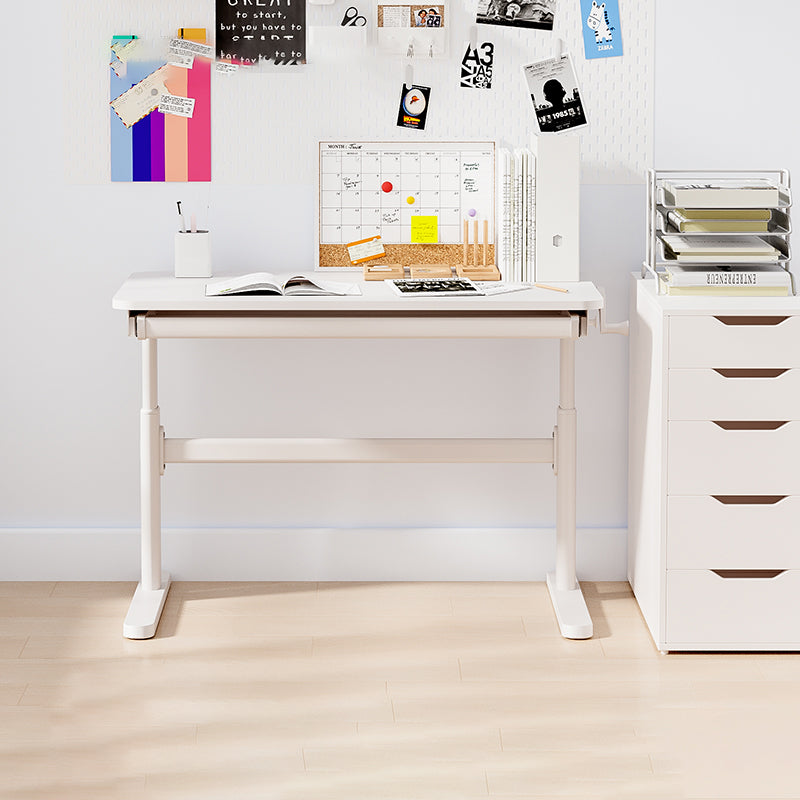 White Contemporary Adjustable Children's Desk in Solid Wood and Steel