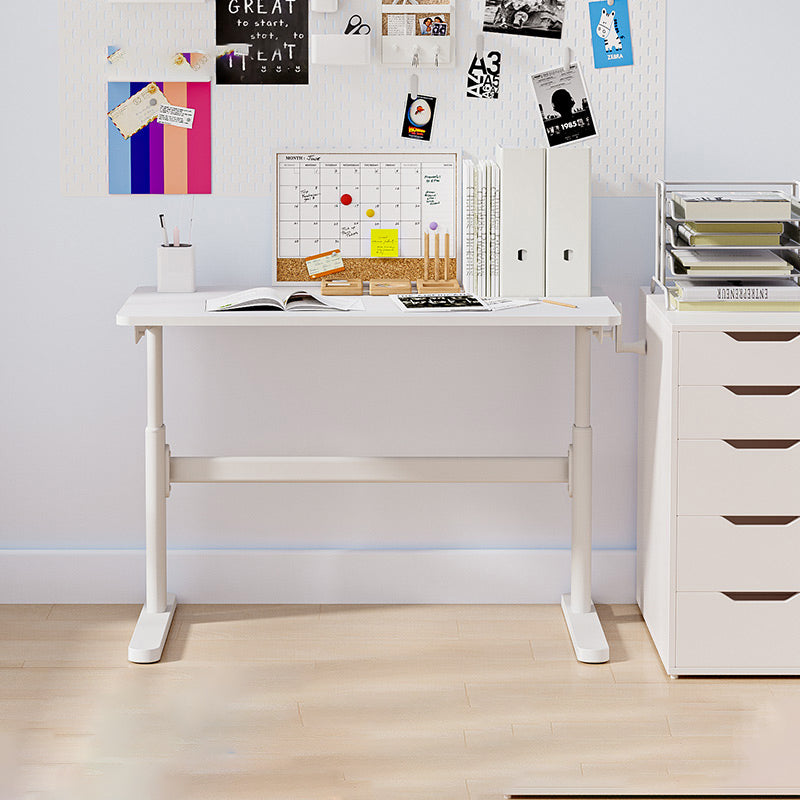 White Contemporary Adjustable Children's Desk in Solid Wood and Steel