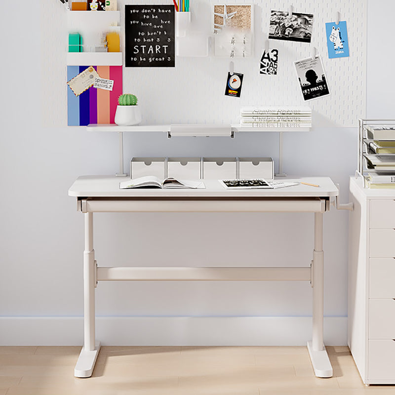 White Contemporary Adjustable Children's Desk in Solid Wood and Steel