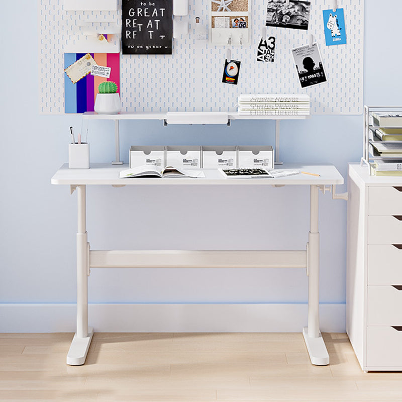 White Contemporary Adjustable Children's Desk in Solid Wood and Steel