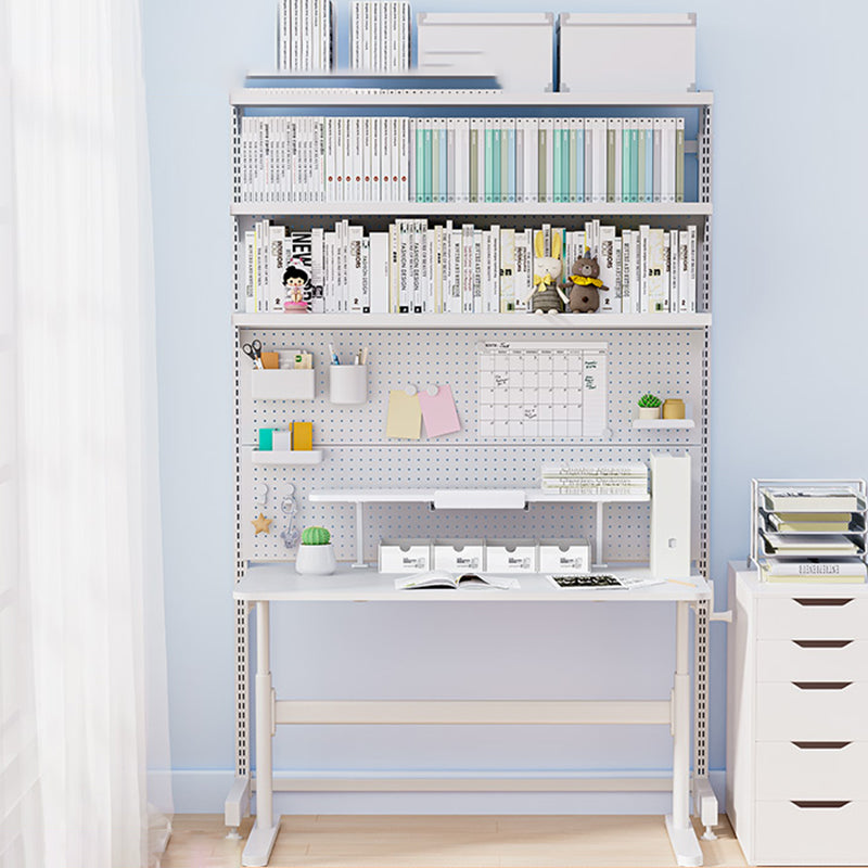 White Contemporary Adjustable Children's Desk in Solid Wood and Steel