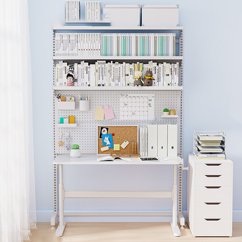 White Contemporary Adjustable Children's Desk in Solid Wood and Steel