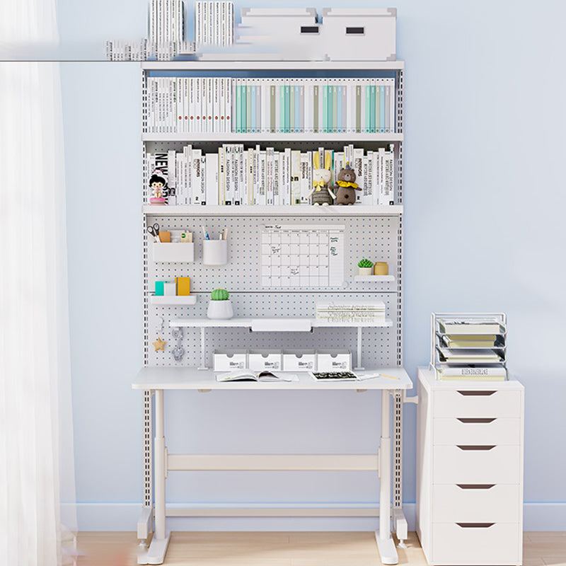 White Contemporary Adjustable Children's Desk in Solid Wood and Steel