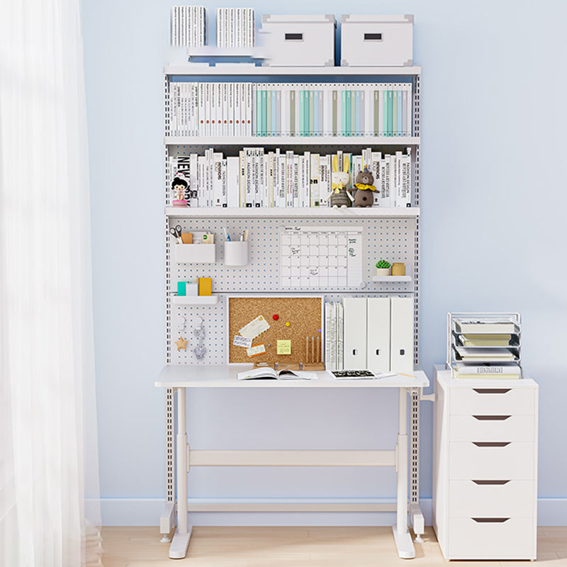 White Contemporary Adjustable Children's Desk in Solid Wood and Steel