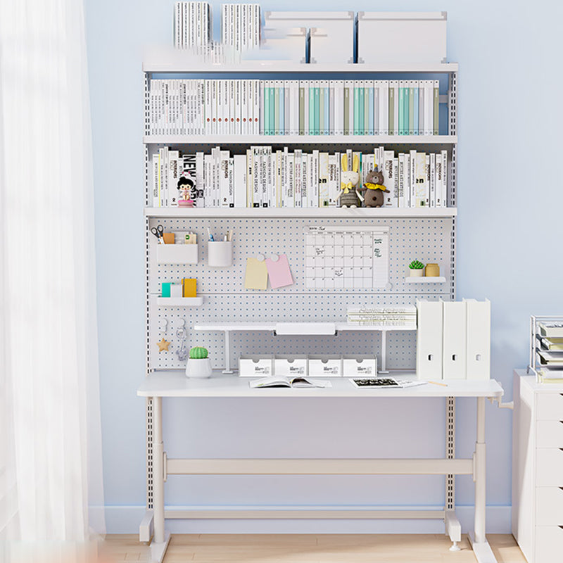 White Contemporary Adjustable Children's Desk in Solid Wood and Steel