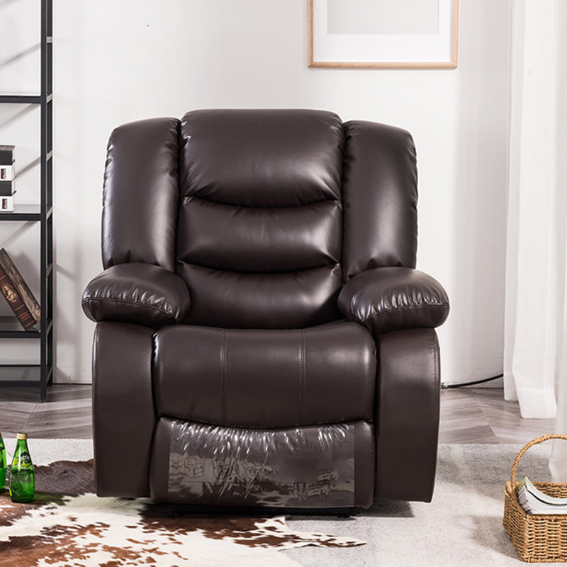 Traditional Style Standard Recliner Genuine Leather in Dark Brown Indoor Recliner Chair