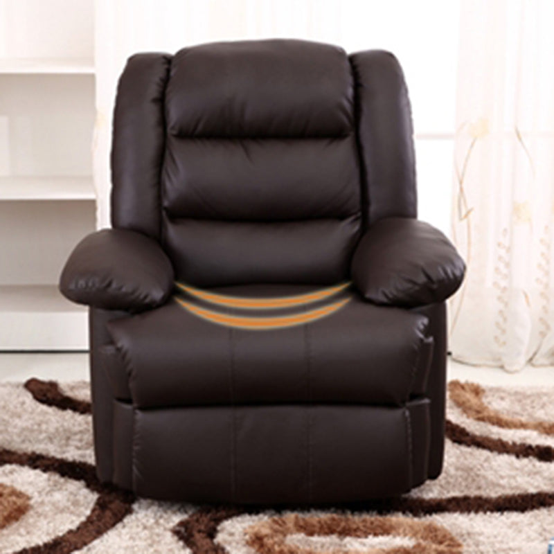 Traditional Style Standard Recliner Genuine Leather in Dark Brown Indoor Recliner Chair