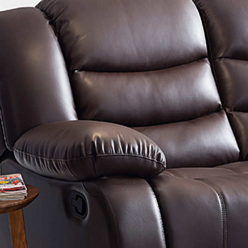 Traditional Style Standard Recliner Genuine Leather in Dark Brown Indoor Recliner Chair