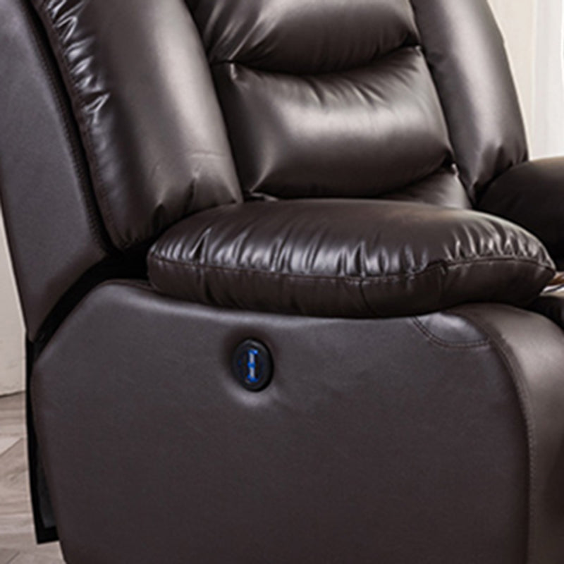 Traditional Style Standard Recliner Genuine Leather in Dark Brown Indoor Recliner Chair