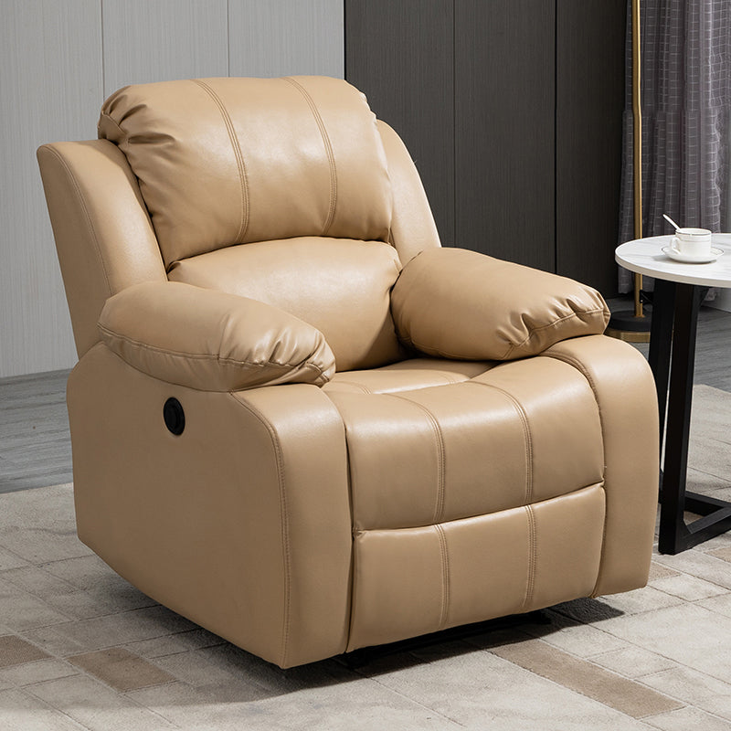 Traditional Leather Manual Recliner 34.3' Wide Swivel Base Recliner Chair