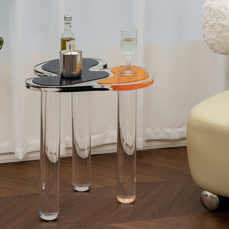 Modernistic Plastic Corner Table 3 Legs Naturally Shaped Living Room Accent Side Table