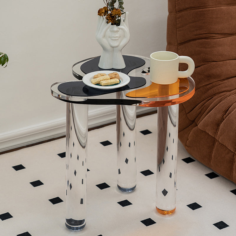 Modernistic Plastic Corner Table 3 Legs Naturally Shaped Living Room Accent Side Table