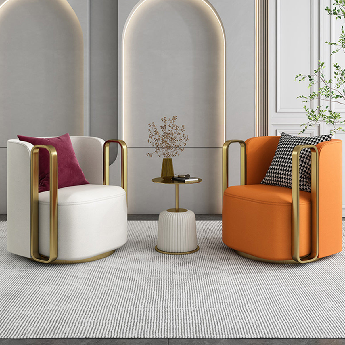 Glam Square Arms Armchair Solid Color Arms Included Armchair for Living Room