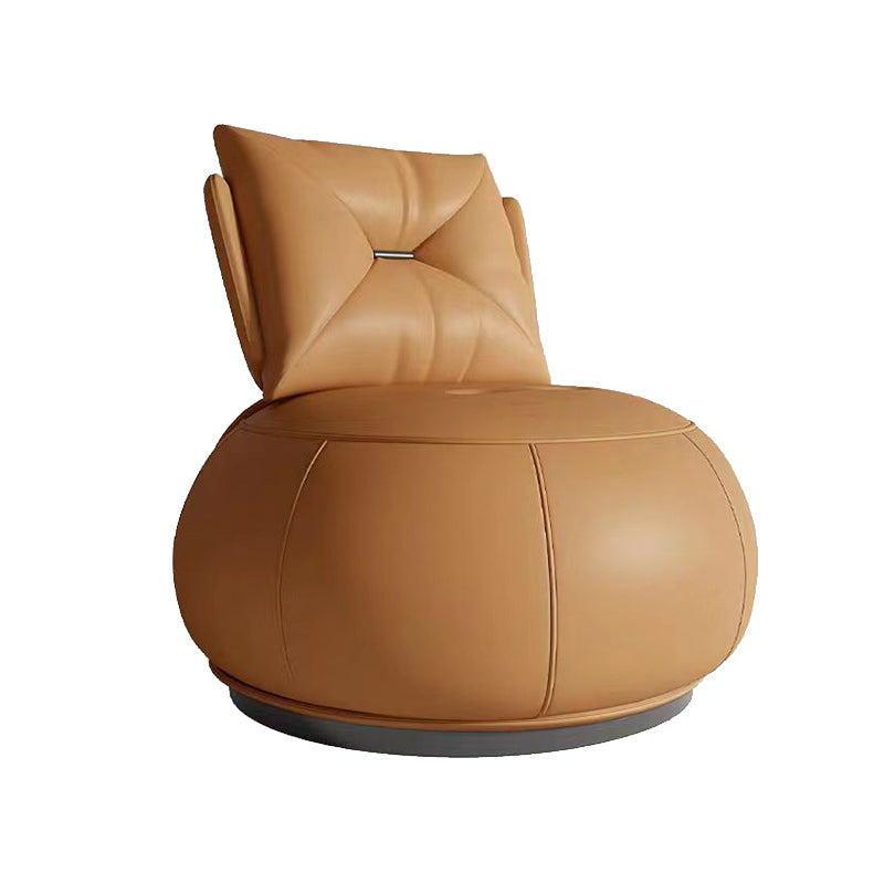 Solid Color Lounge Chair Living Room Round Base Side Fixed Back Chair