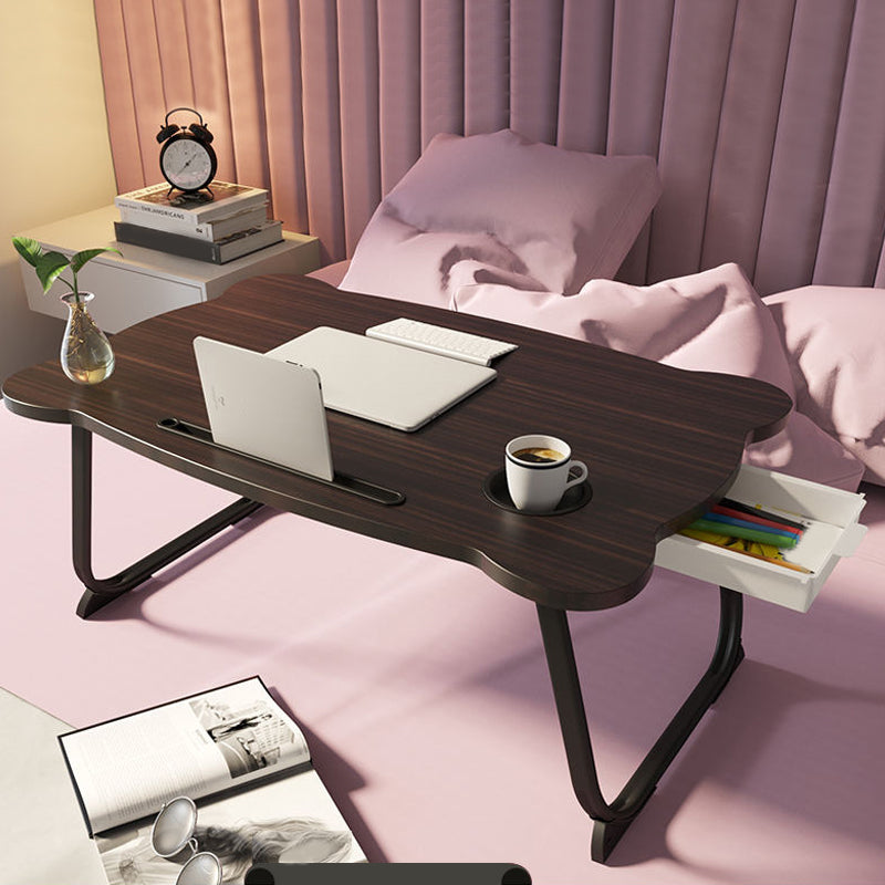 Folding Writing Desk Irregular Shape Task Desks with 2-Legs for Home