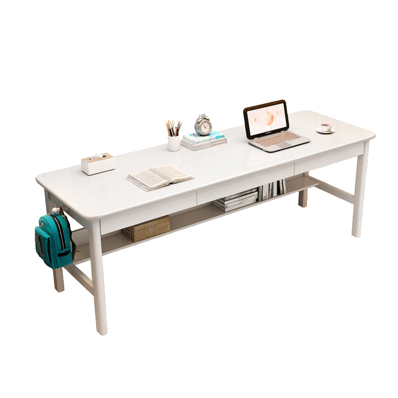 Wooden Task Desk Natural/White/Brown Rectangular Shaped Office Desk with 2/3 Drawers