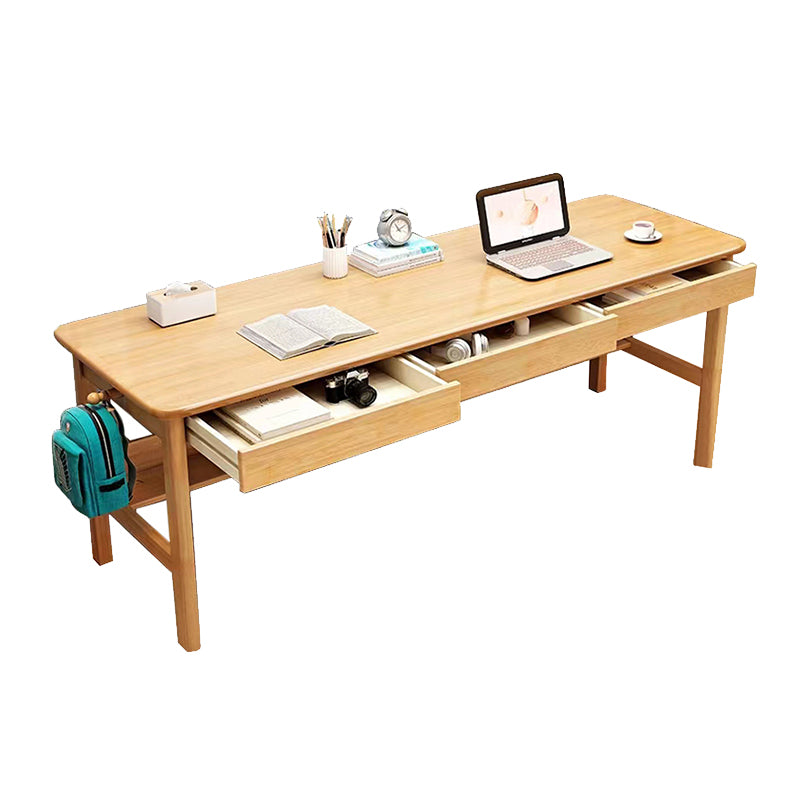 Wooden Task Desk Natural/White/Brown Rectangular Shaped Office Desk with 2/3 Drawers