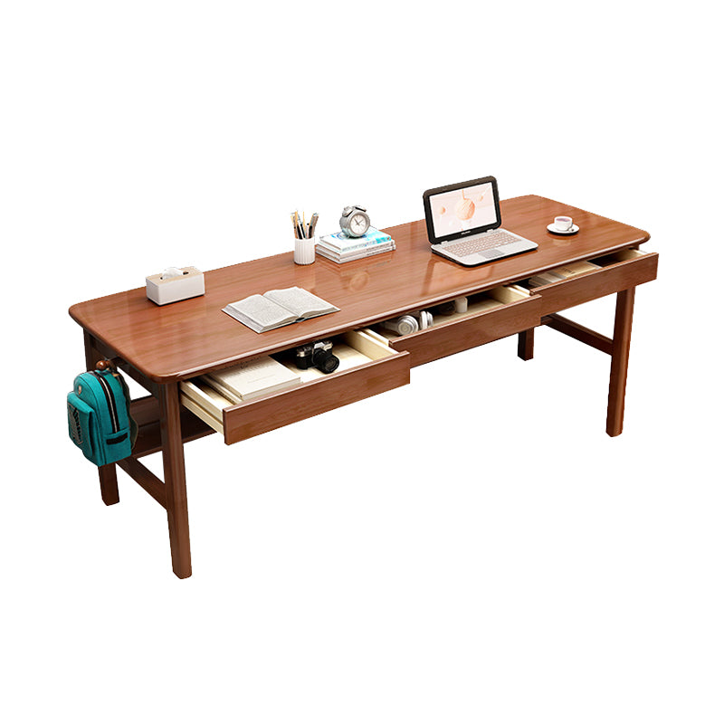 Wooden Task Desk Natural/White/Brown Rectangular Shaped Office Desk with 2/3 Drawers