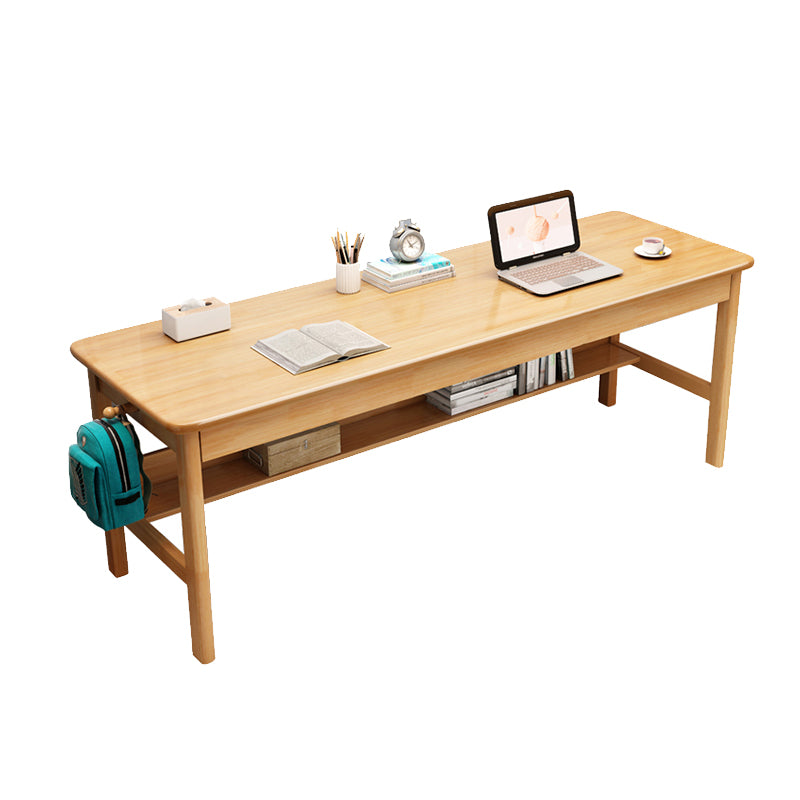 Wooden Task Desk Natural/White/Brown Rectangular Shaped Office Desk with 2/3 Drawers