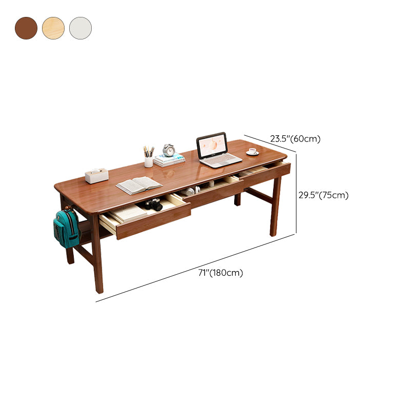 Wooden Task Desk Natural/White/Brown Rectangular Shaped Office Desk with 2/3 Drawers