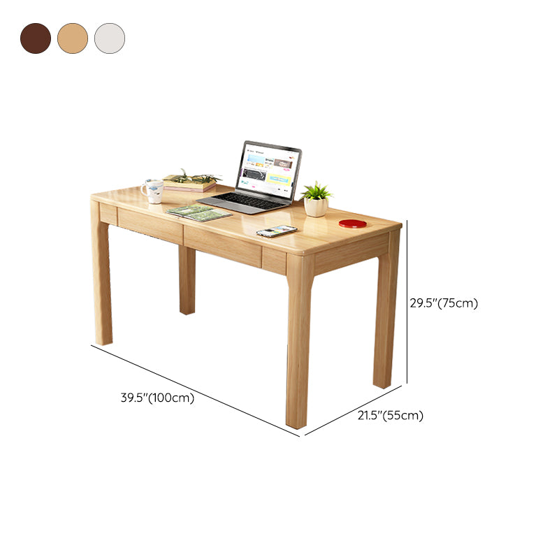 Modern Solid Wood Office Desk Rectangular Shape Task Desk with 4-Legs for Home