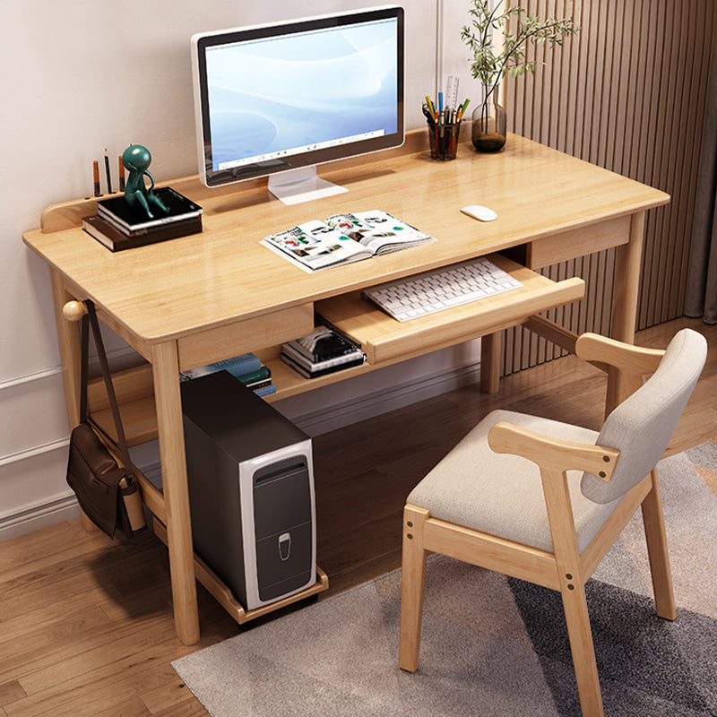 Wooden Task Desk Rectangular Shaped Office Desk in Natural/White/Brown