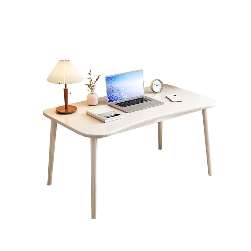 Modern Solid Wood Office Desk Irregular Shape Task Desk with 4-Legs for Home