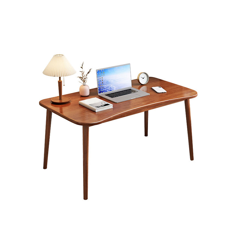 Modern Solid Wood Office Desk Irregular Shape Task Desk with 4-Legs for Home