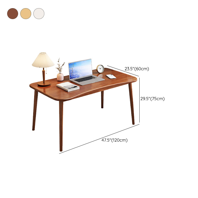 Modern Solid Wood Office Desk Irregular Shape Task Desk with 4-Legs for Home