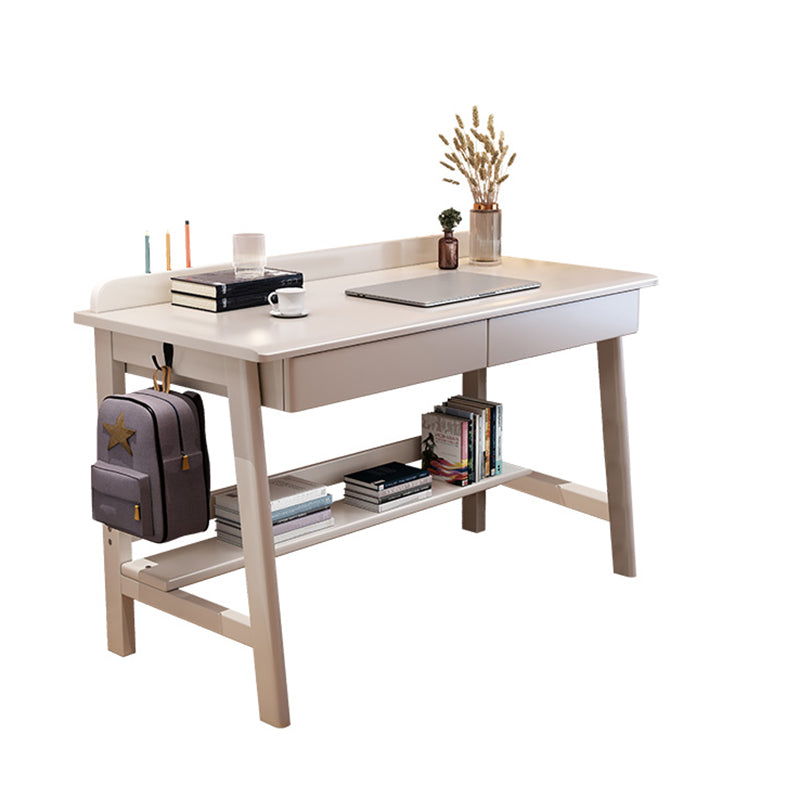 Rectangular Shaped Home Working Table Wood Writing Desk in Brown/White/Natural