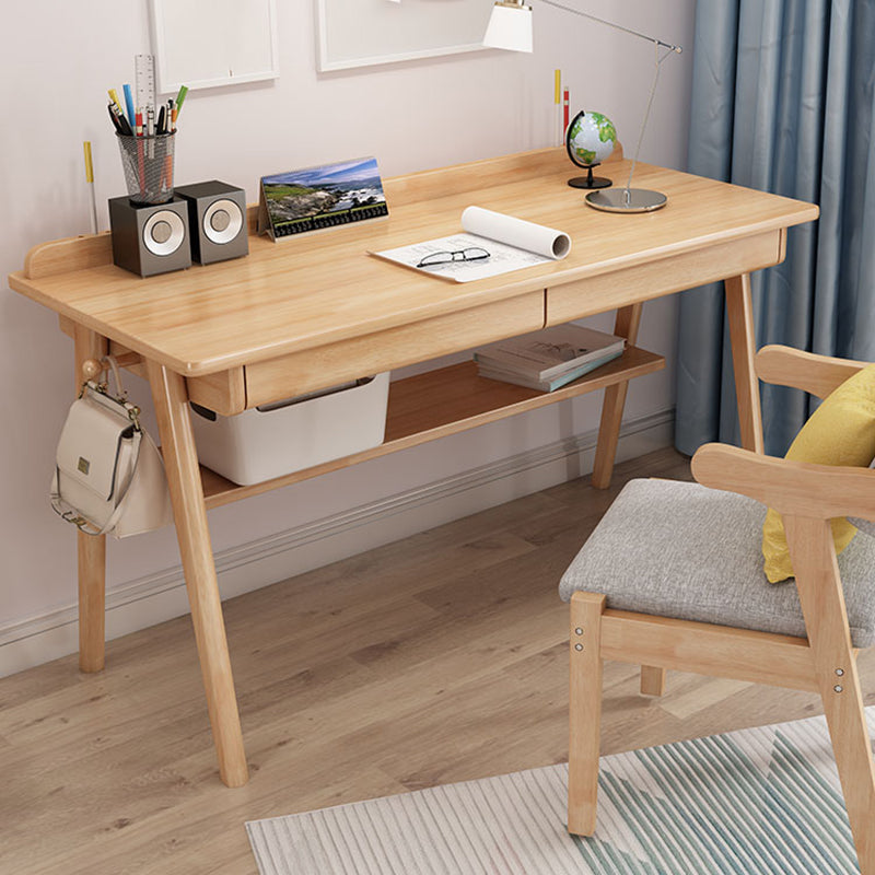 Rectangular Shaped Home Working Table Wood Writing Desk in Brown/Natural