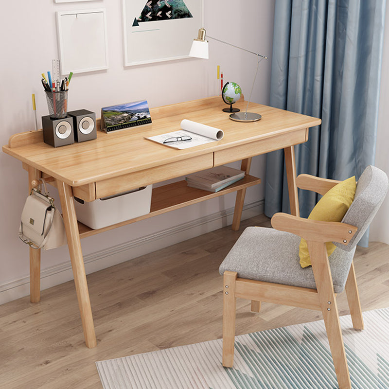 Rectangular Shaped Home Working Table Wood Writing Desk in Brown/Natural