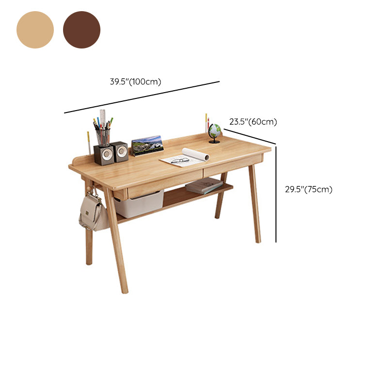 Rectangular Shaped Home Working Table Wood Writing Desk in Brown/Natural