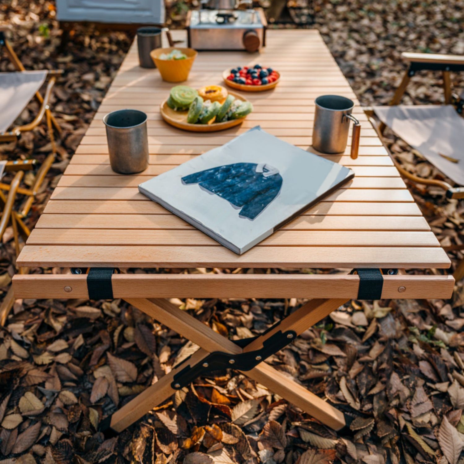 Solid Wood Removable Camping Table Modern Rectangle Camping Table