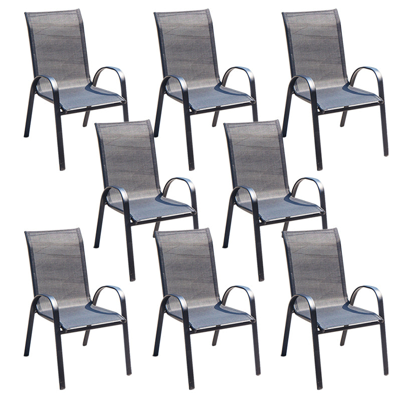 Metal Armed Chairs Stacking Dining Armchair UV Protective Chair