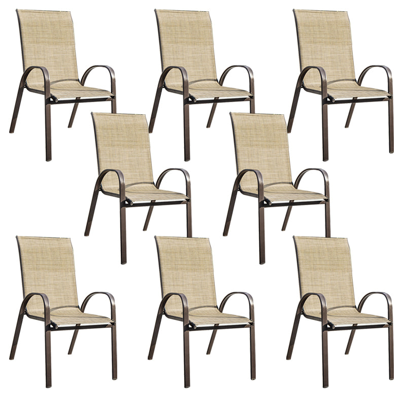 Metal Armed Chairs Stacking Dining Armchair UV Protective Chair