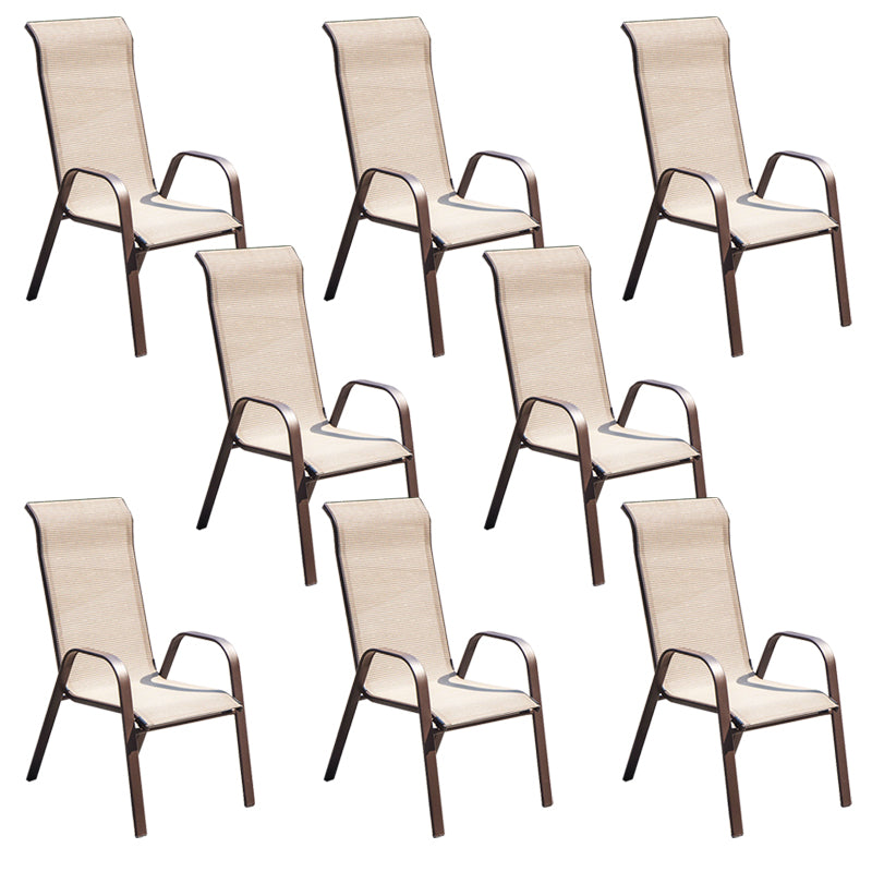 Metal Armed Chairs Stacking Dining Armchair UV Protective Chair