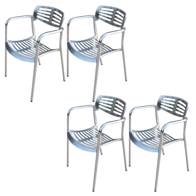 Stacking Metal Outdoors Dining Chairs with Arm Patio Dining Chair