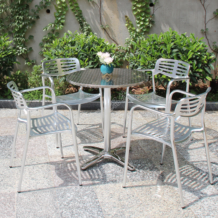 Stacking Metal Outdoors Dining Chairs with Arm Patio Dining Chair