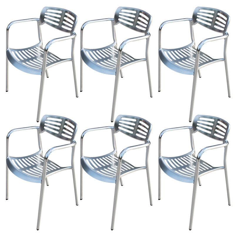 Stacking Metal Outdoors Dining Chairs with Arm Patio Dining Chair