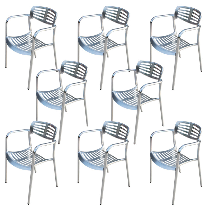 Stacking Metal Outdoors Dining Chairs with Arm Patio Dining Chair