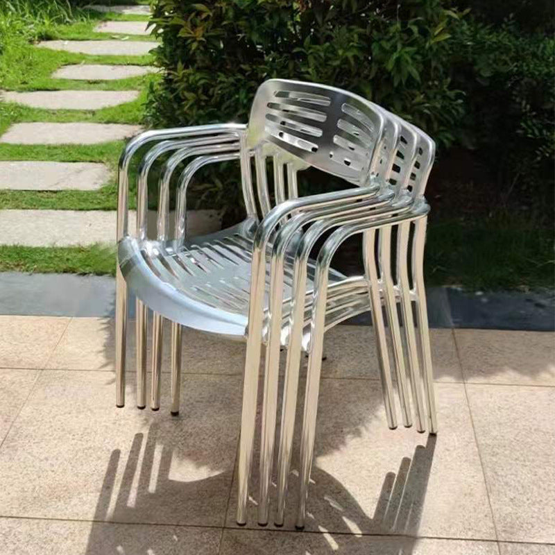 Stacking Metal Outdoors Dining Chairs with Arm Patio Dining Chair