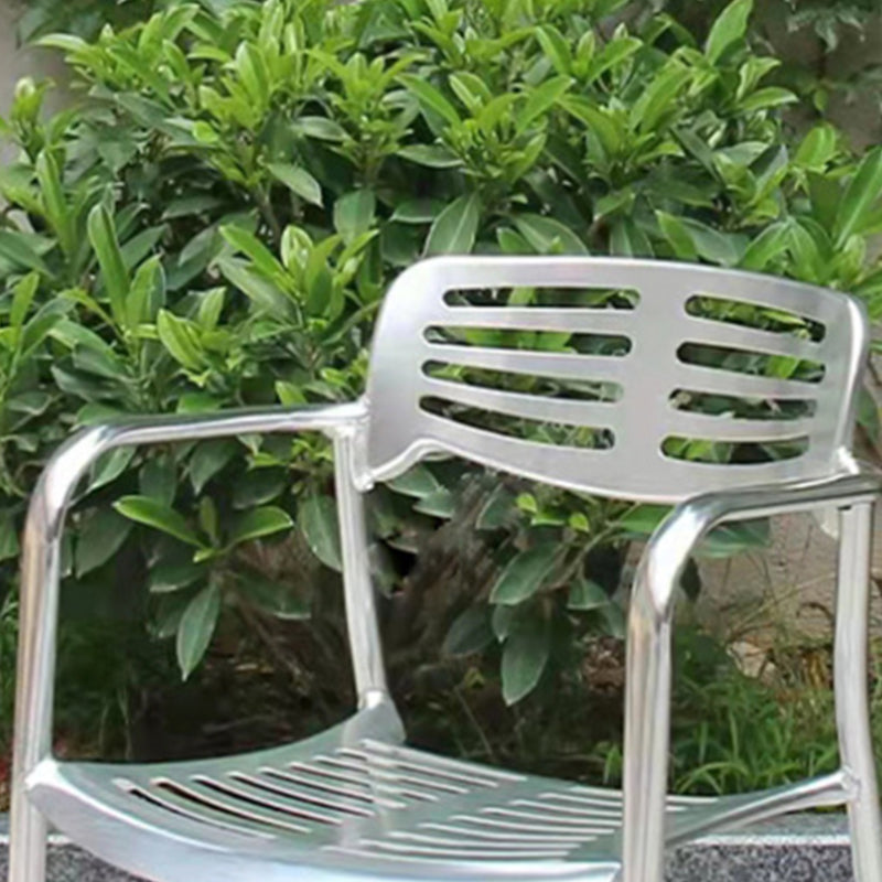 Stacking Metal Outdoors Dining Chairs with Arm Patio Dining Chair