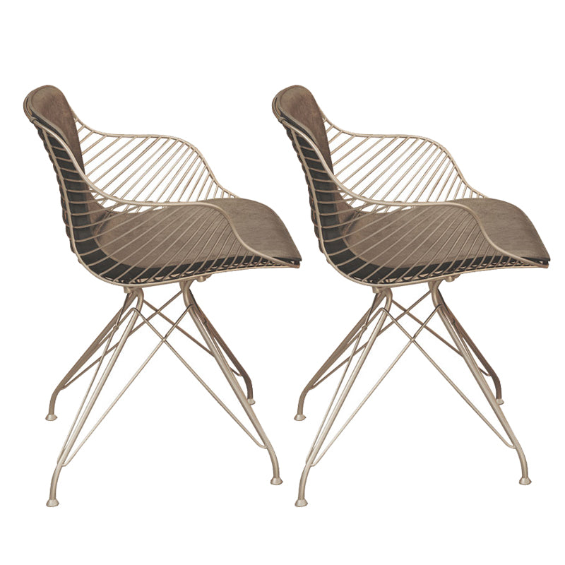 Contemporary Metal Dining Armchair with Arm Patio Dining Chair