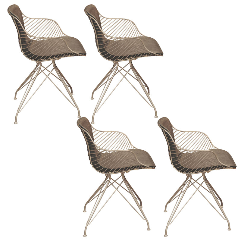 Contemporary Metal Dining Armchair with Arm Patio Dining Chair