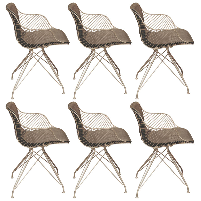 Contemporary Metal Dining Armchair with Arm Patio Dining Chair