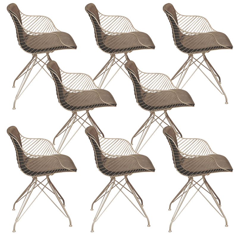 Contemporary Metal Dining Armchair with Arm Patio Dining Chair