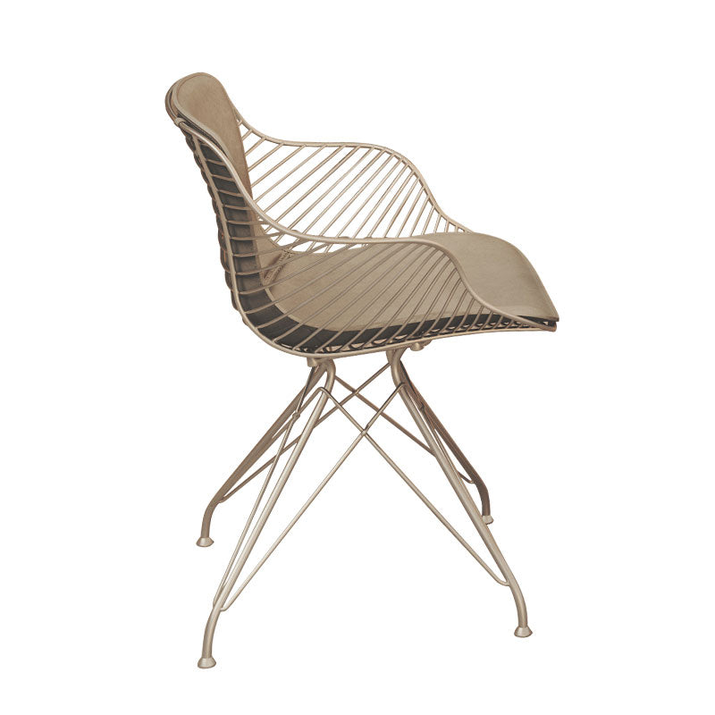 Contemporary Metal Dining Armchair with Arm Patio Dining Chair